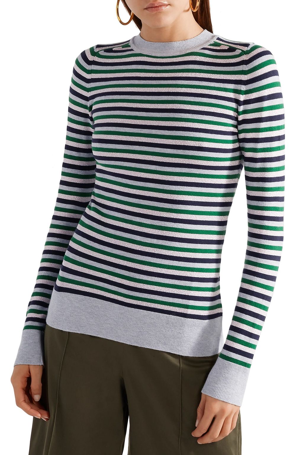 JOOSTRICOT Metallic striped stretch-knit sweater