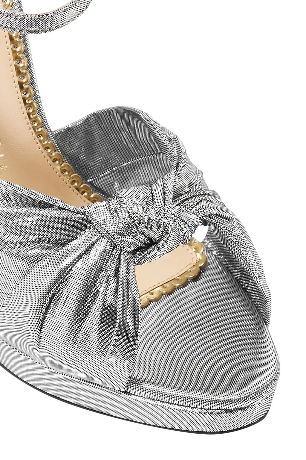 CHARLOTTE OLYMPIA Farrah knotted lamé platform sandals