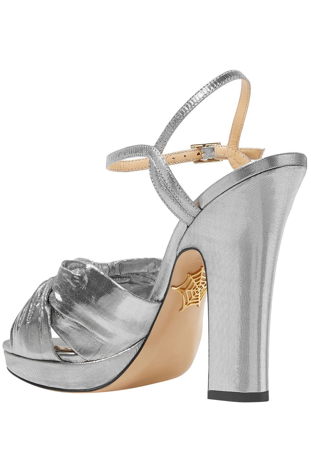 CHARLOTTE OLYMPIA Farrah knotted lamé platform sandals