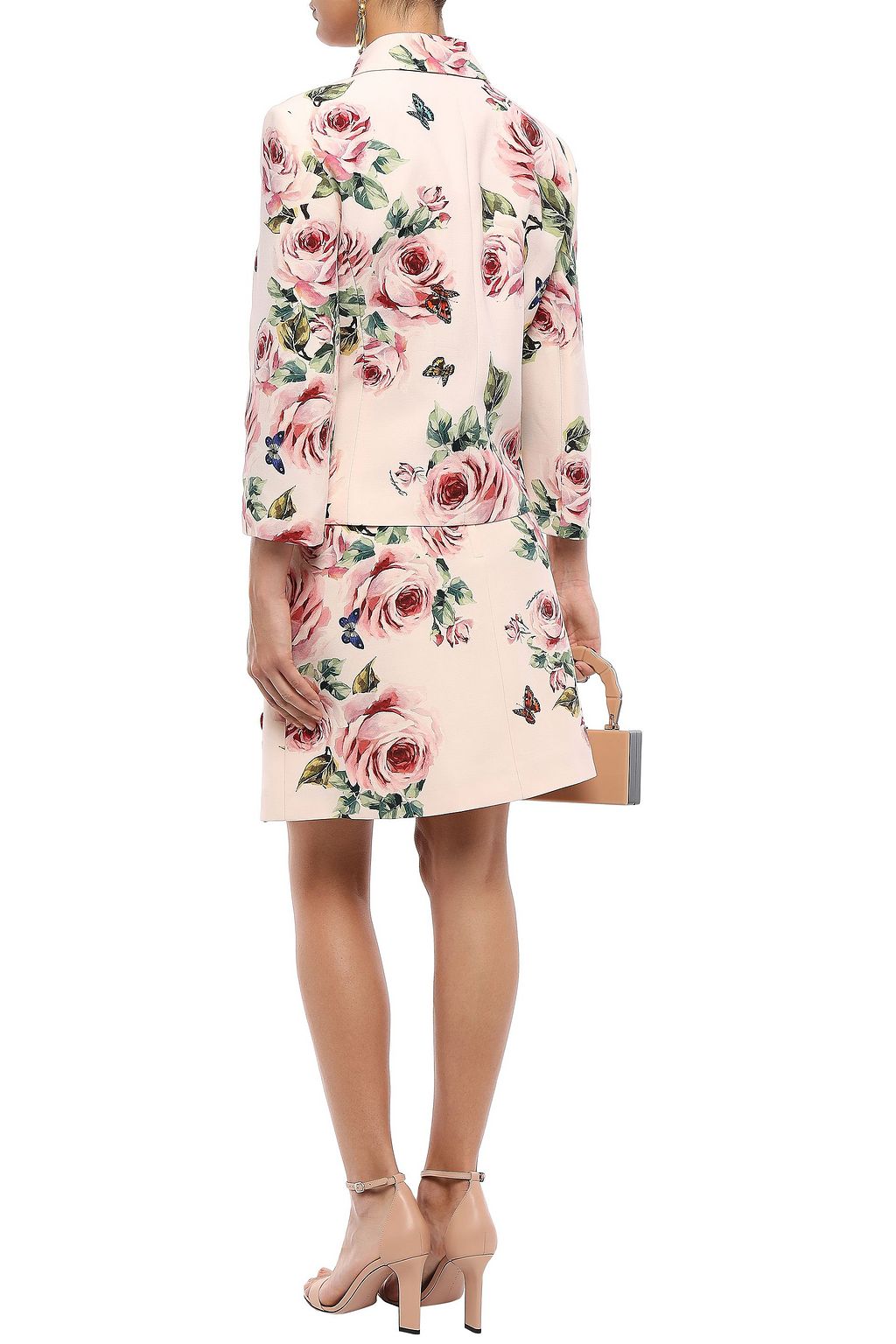 DOLCE&GABBANA Double-breasted floral-print wool and silk-blend cady jacket