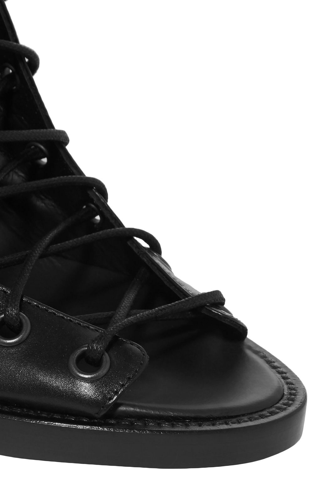 ANN DEMEULEMEESTER Lace-up cutout leather ankle boots