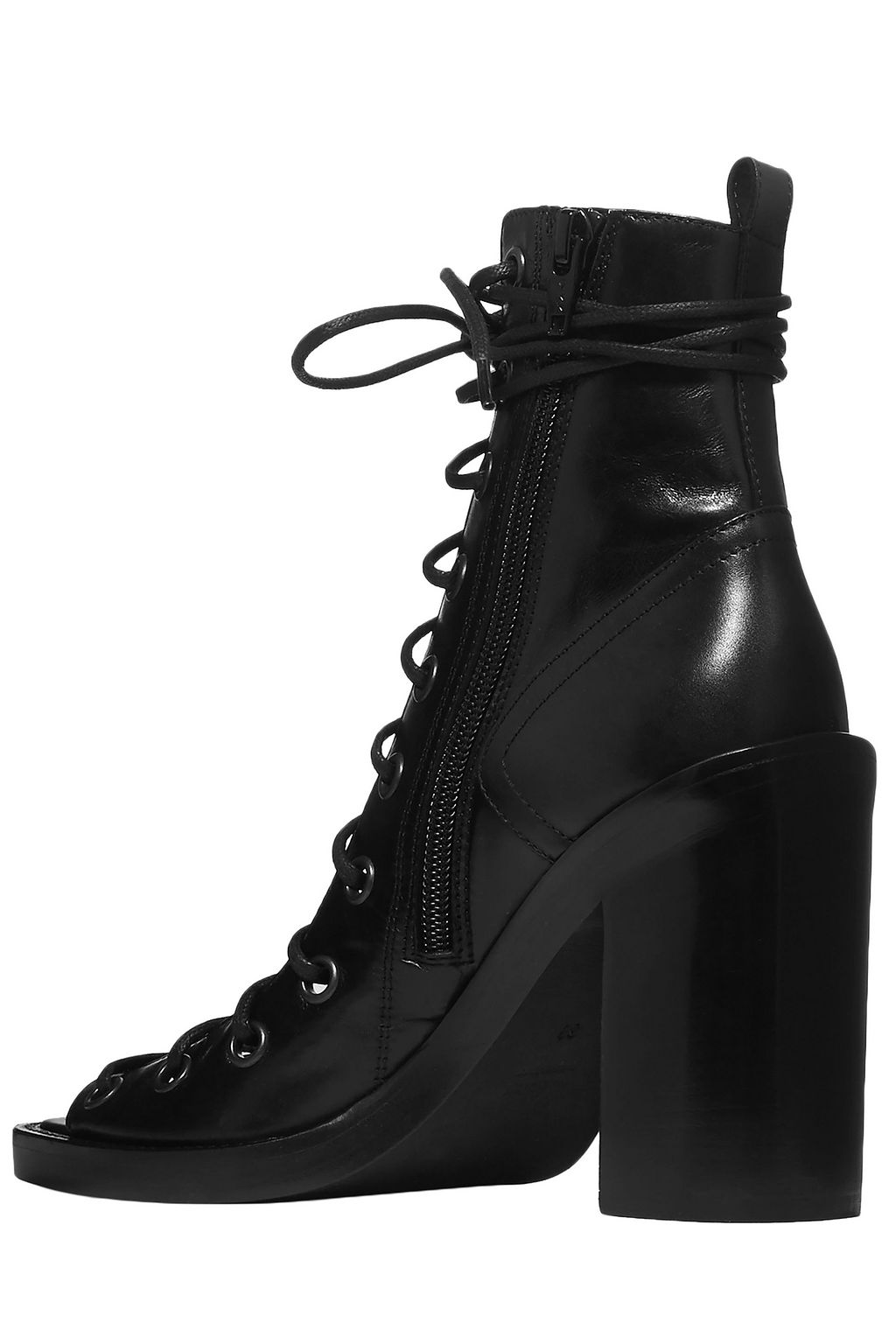 ANN DEMEULEMEESTER Lace-up cutout leather ankle boots