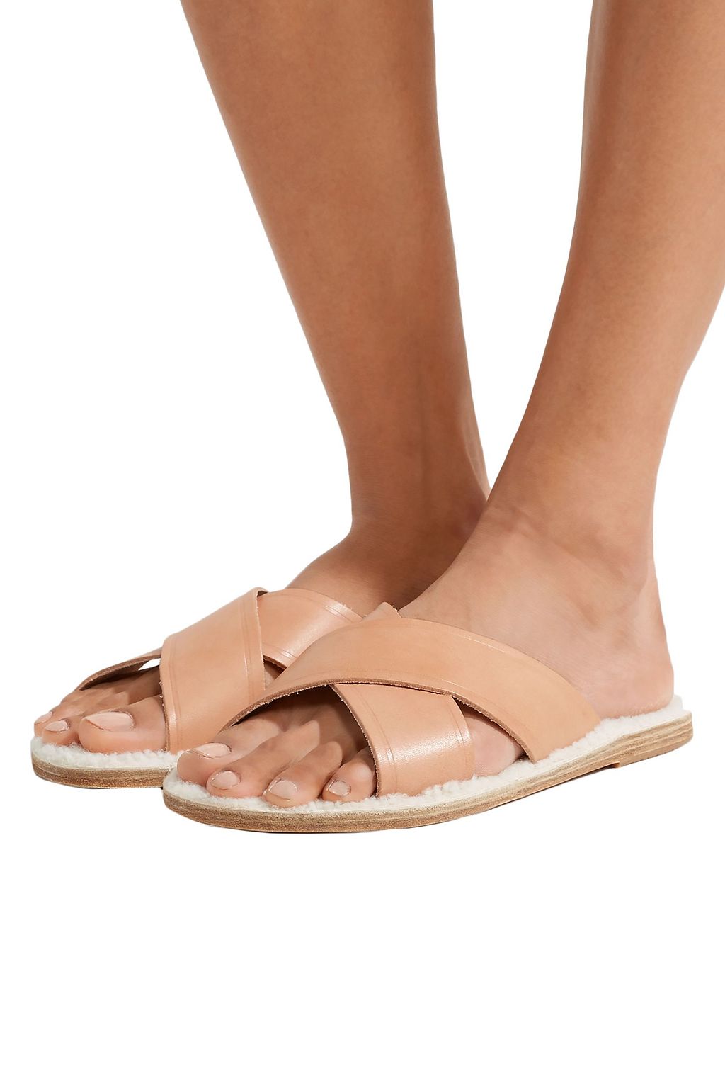 ANCIENT GREEK SANDALS Thais shearling-lined leather slides