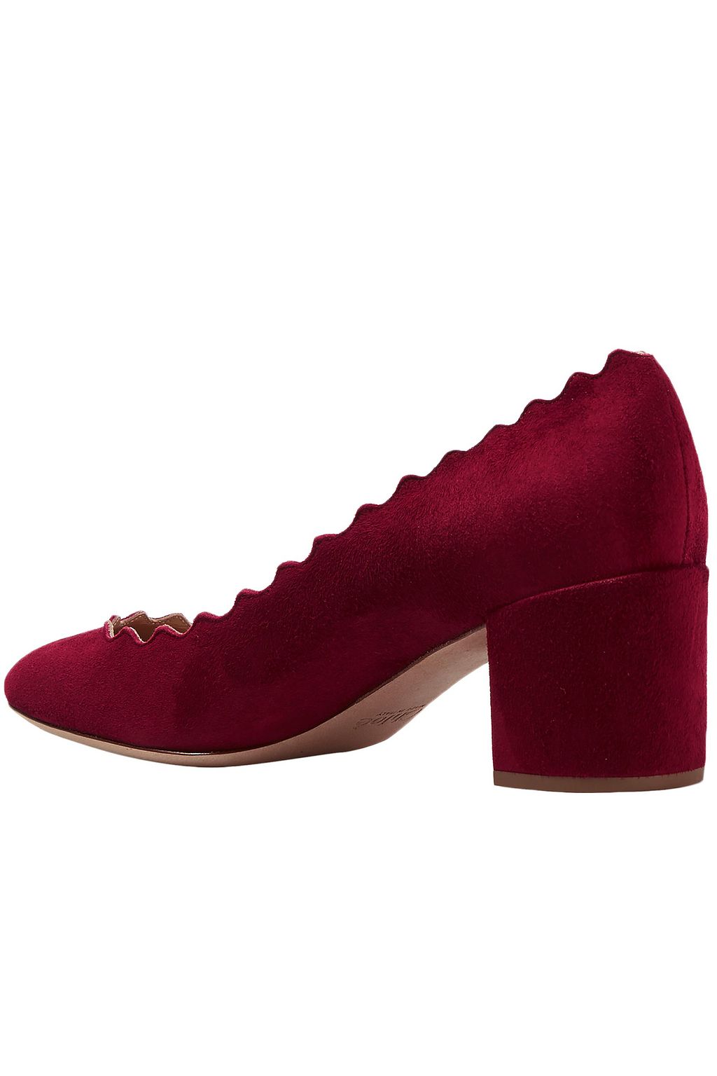CHLOÉ Lauren scalloped suede pumps