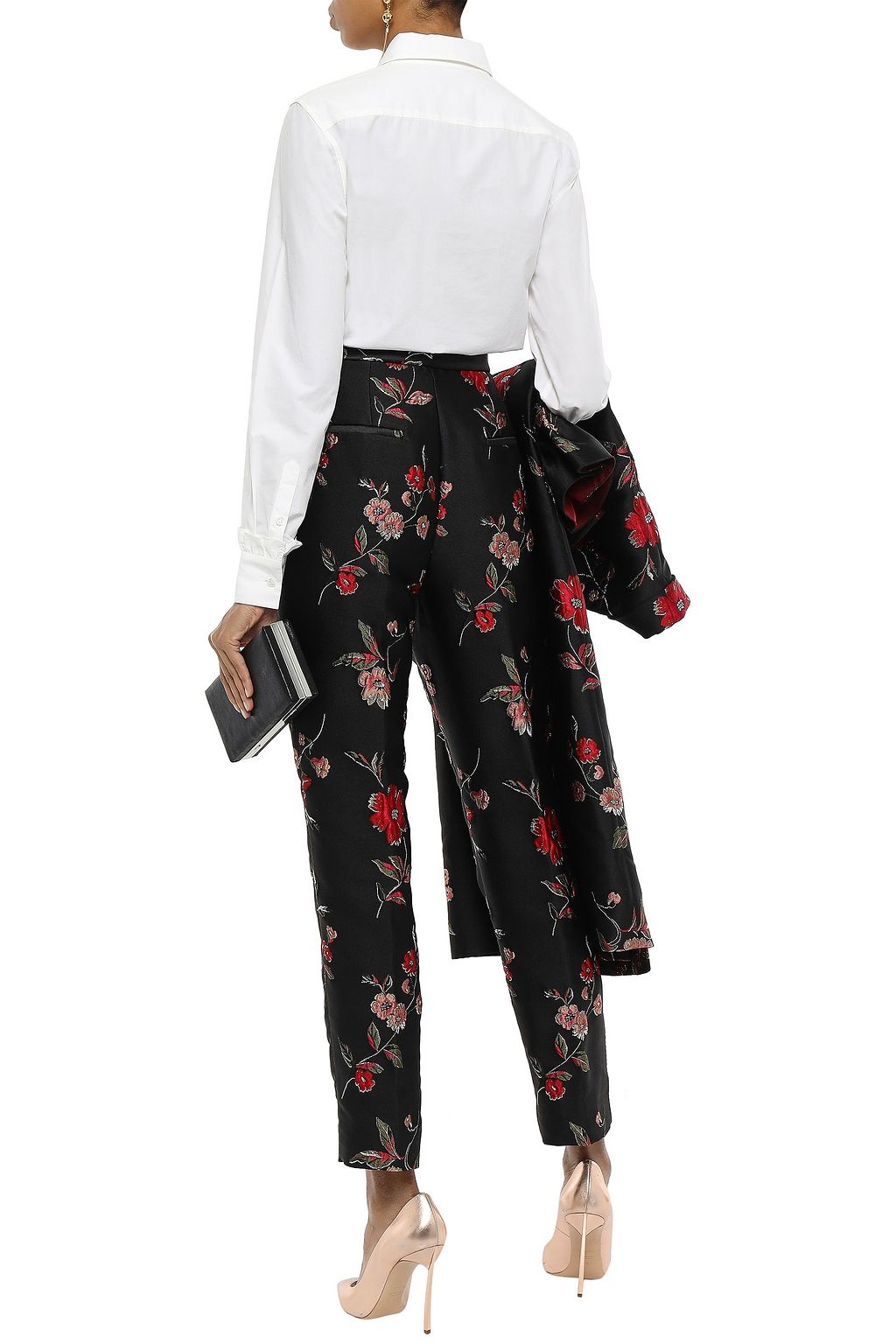 DOLCE&GABBANA Floral-jacquard tapered pants