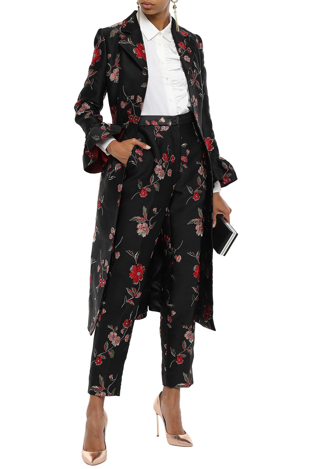 DOLCE&GABBANA Floral-jacquard tapered pants