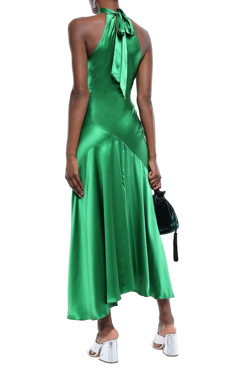 DE LA VALI Vivienne asymmetric silk-satin midi dress