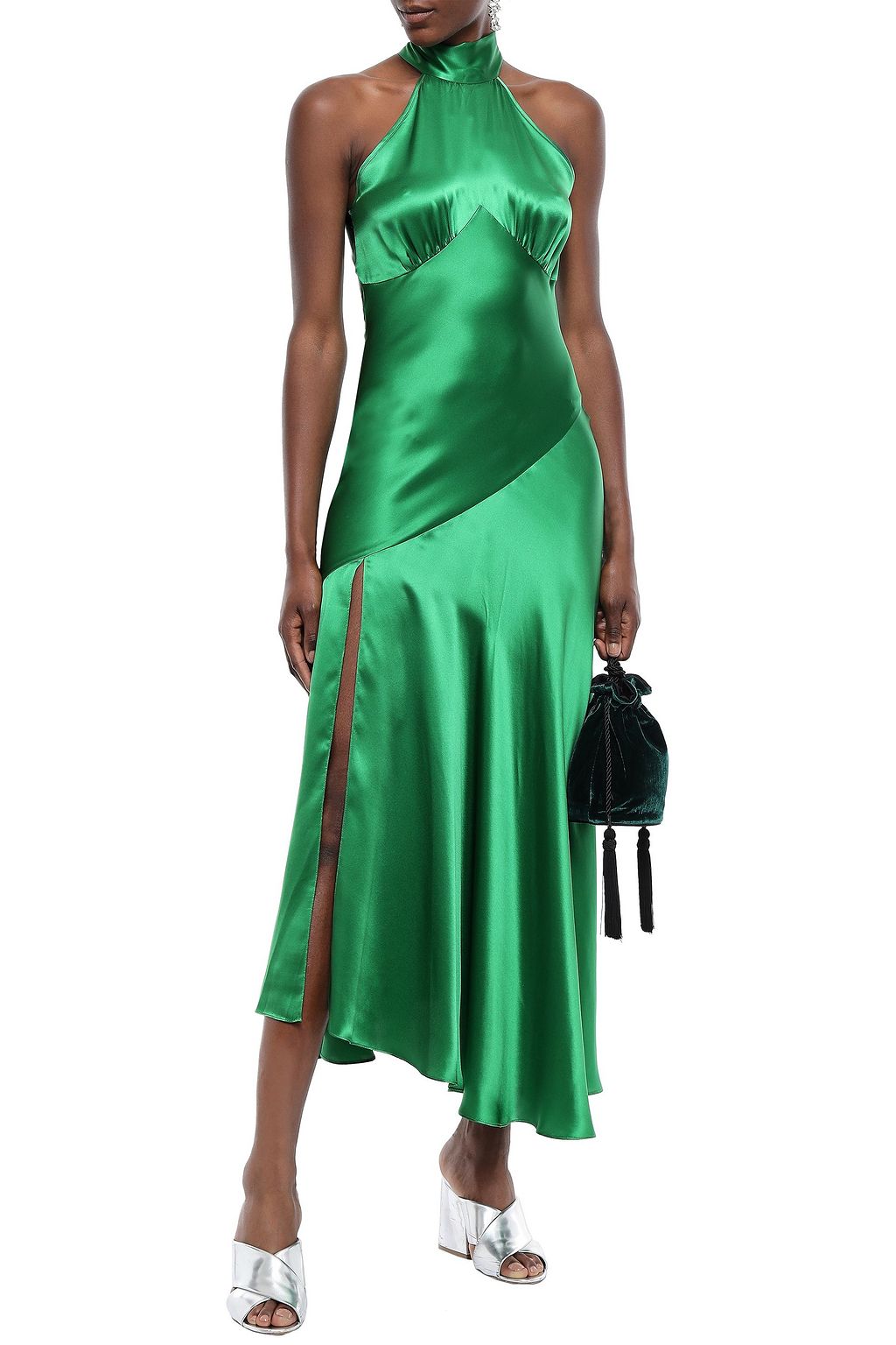 DE LA VALI Vivienne asymmetric silk-satin midi dress