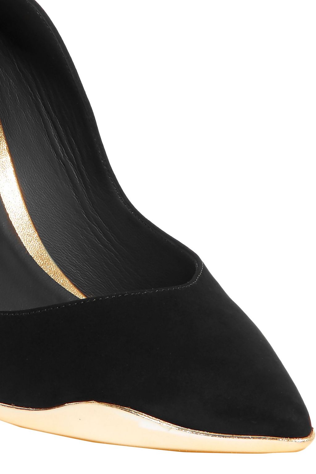RENE' CAOVILLA Tessa metallic leather-trimmed suede pumps
