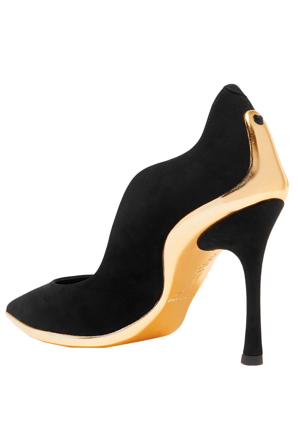 RENE' CAOVILLA Tessa metallic leather-trimmed suede pumps