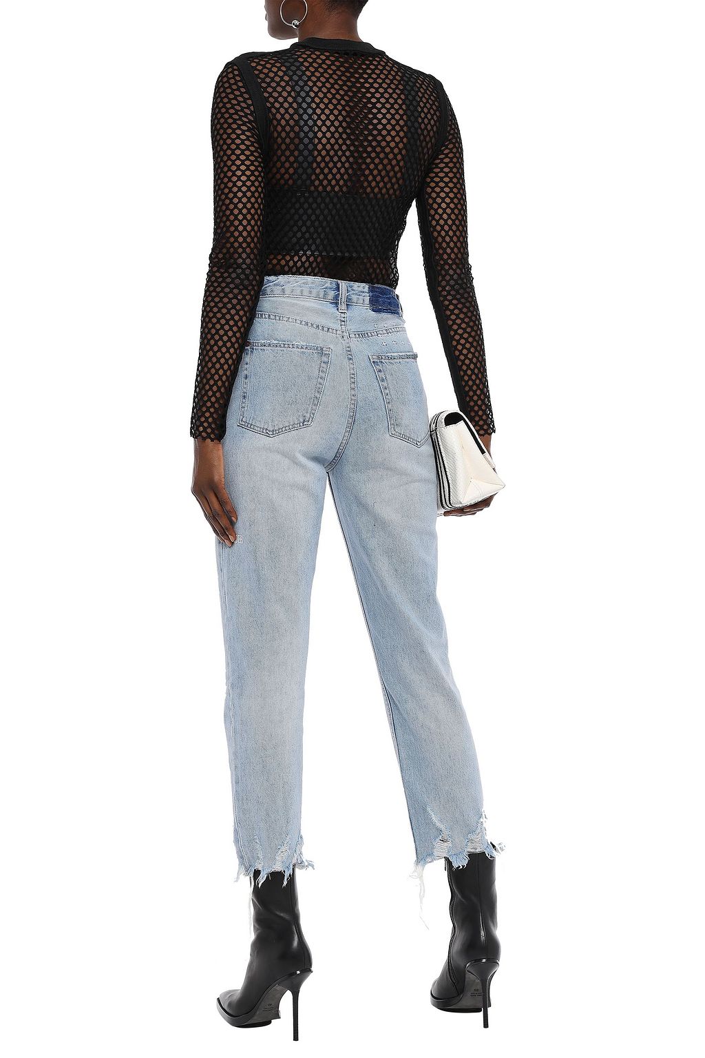 KSUBI Distressed high-rise straight-leg jeans