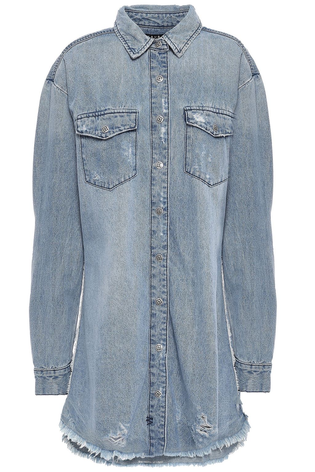 distressed denim shirt dress