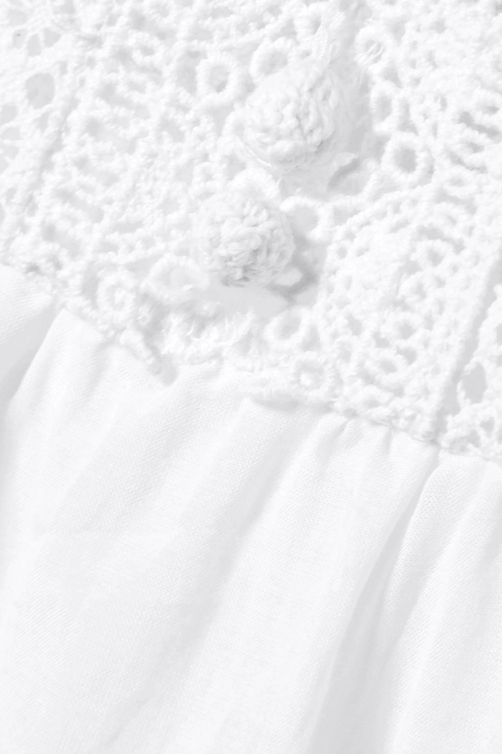 SEA Weatherly crochet-trimmed ruffled cotton-blend mini dress