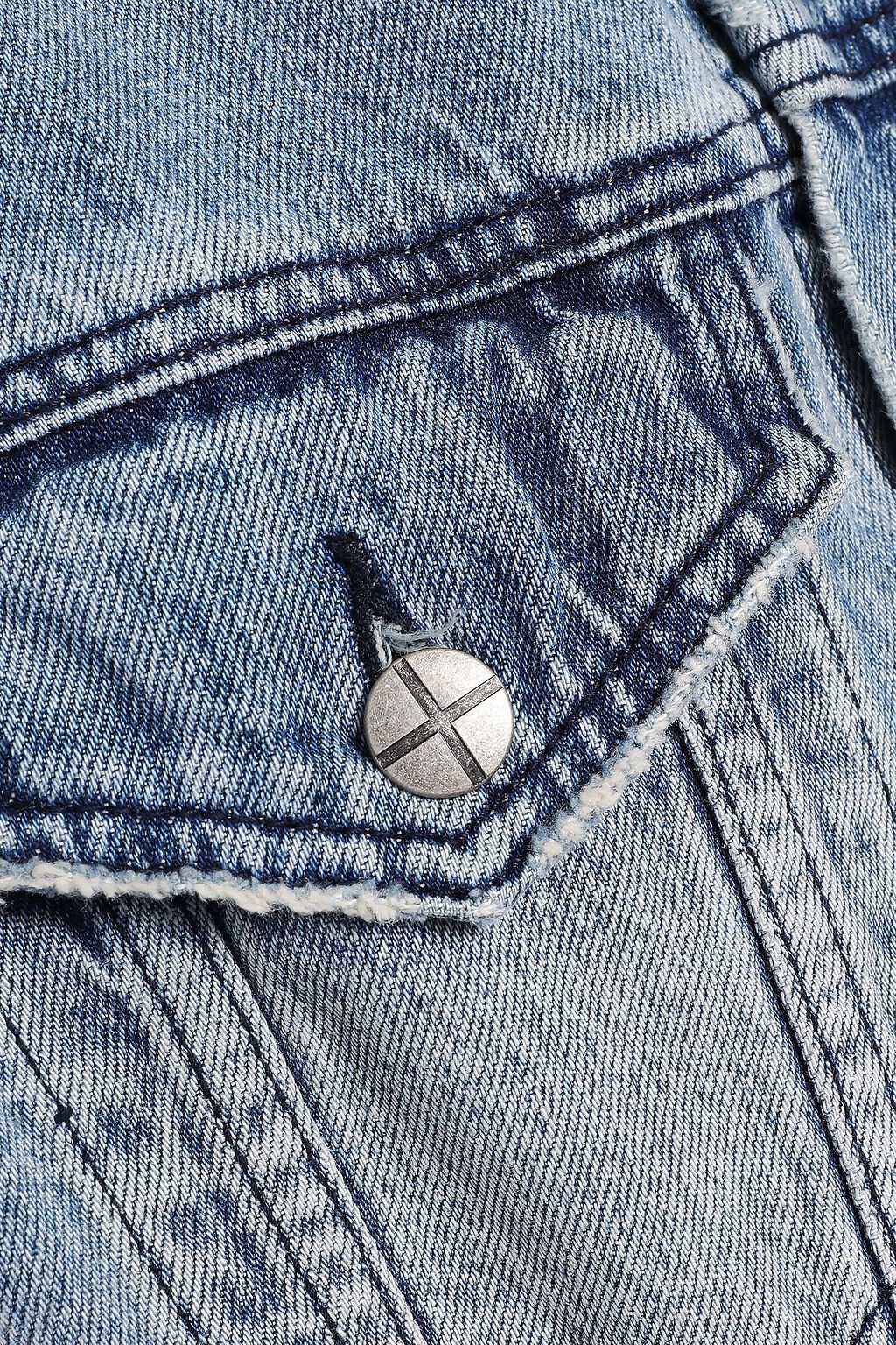 KSUBI Daggarz cropped distressed denim jacket