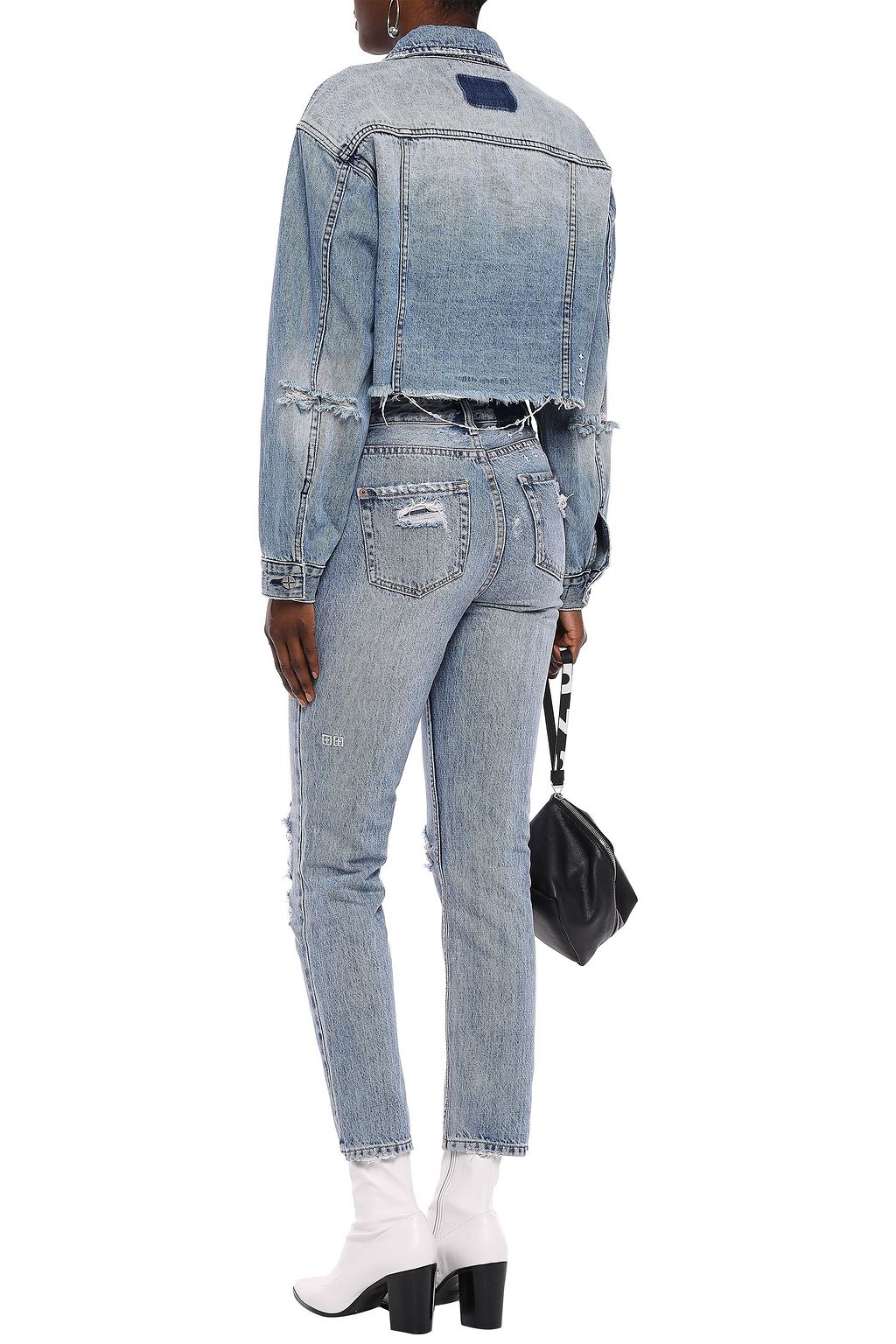 KSUBI Daggarz cropped distressed denim jacket