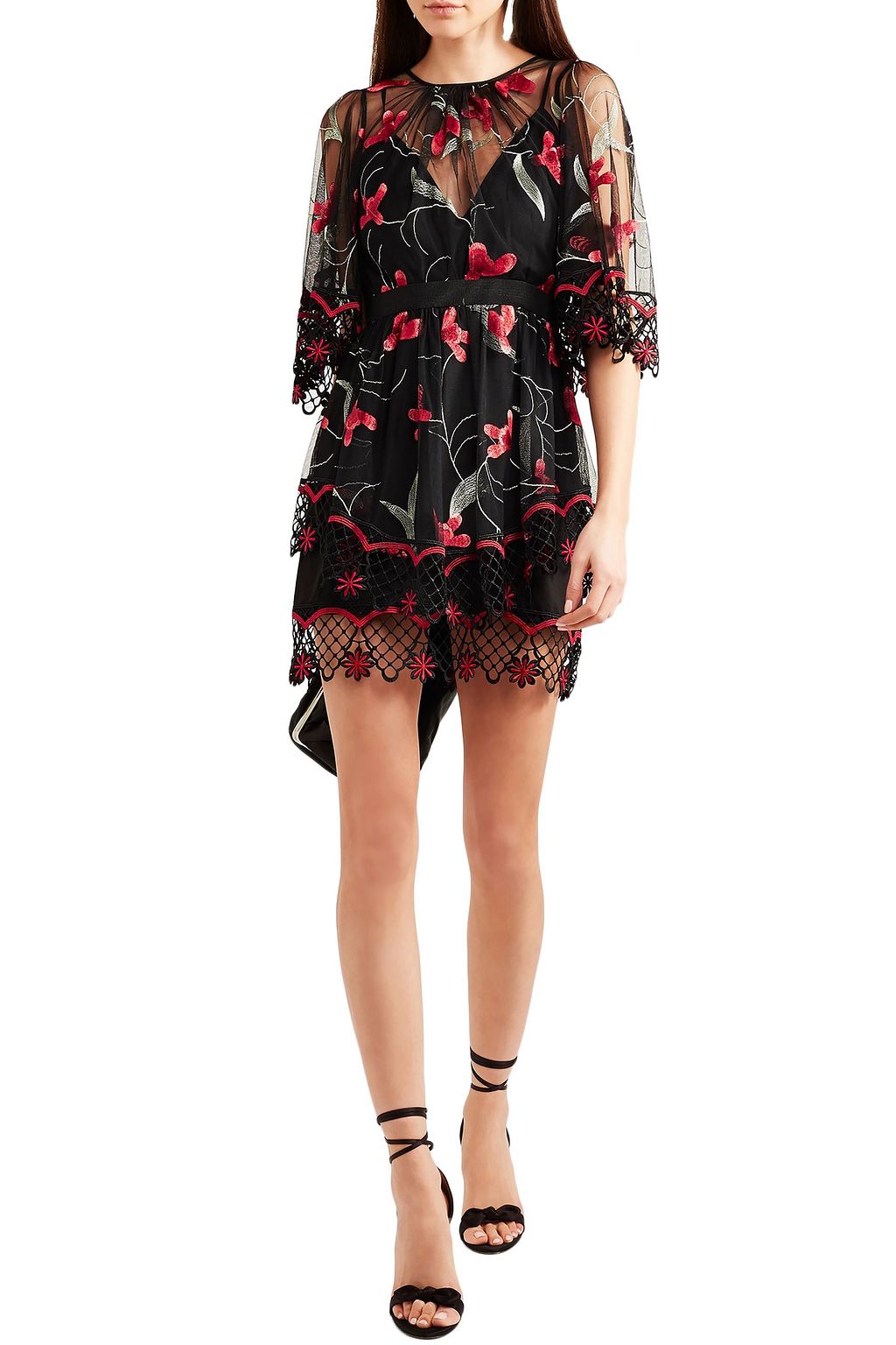 ALICE McCALL Wish You Were Here guipure lace-trimmed embroidered tulle mini dress