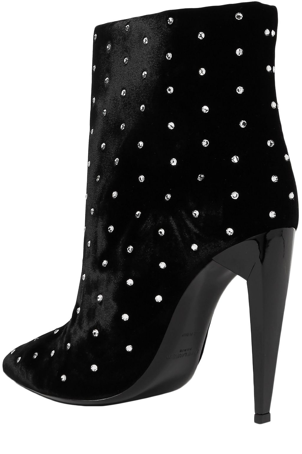 SAINT LAURENT Freja crystal-embellished velvet ankle boots