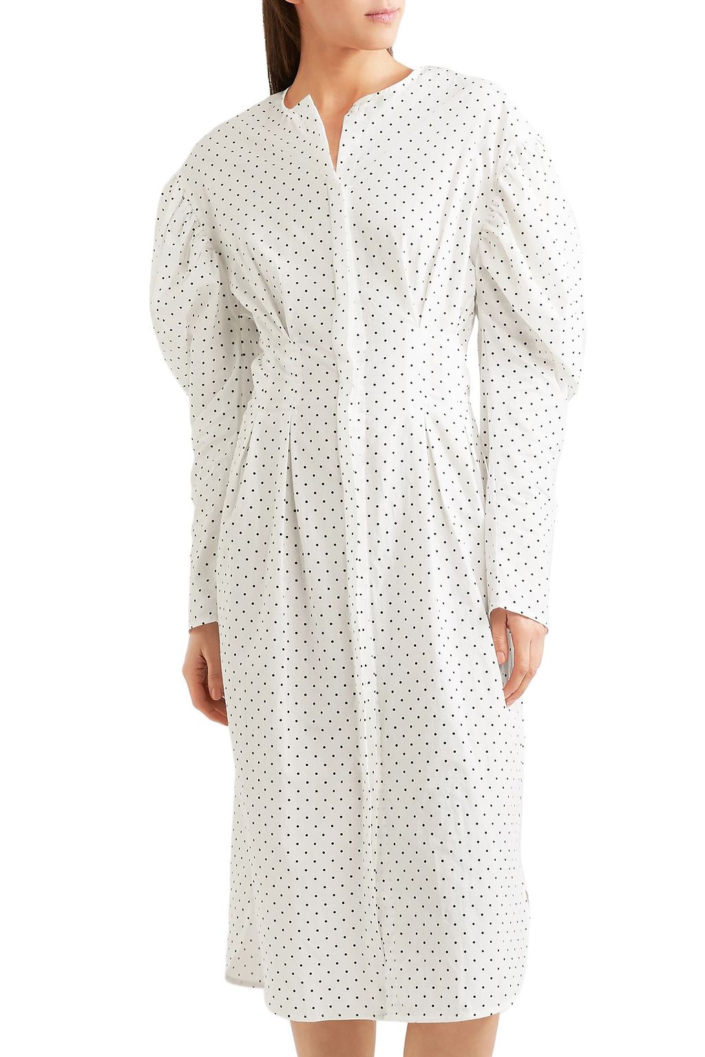 GEORGIA ALICE Desert polka-dot cotton-poplin midi dress
