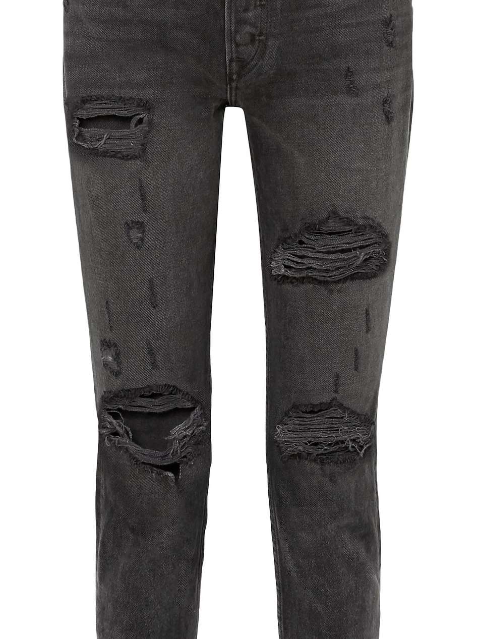distressed high-rise slim-leg jeans