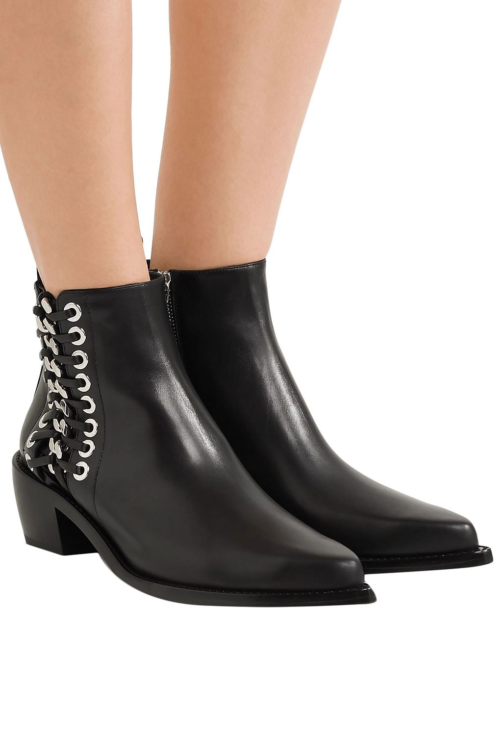 MCQUEEN Embellished leather ankle boots