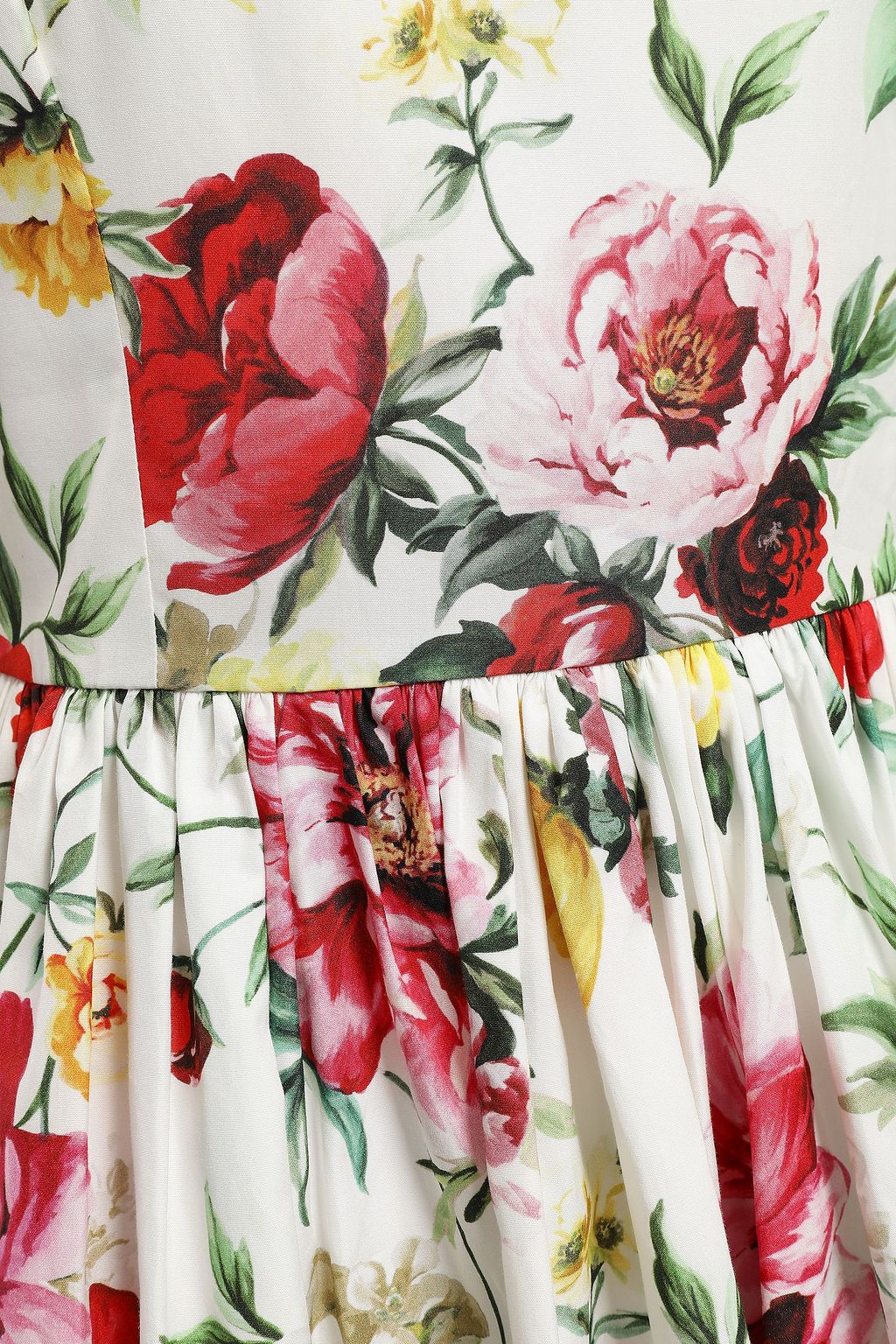 DOLCE&GABBANA Gathered floral-print cotton-poplin dress