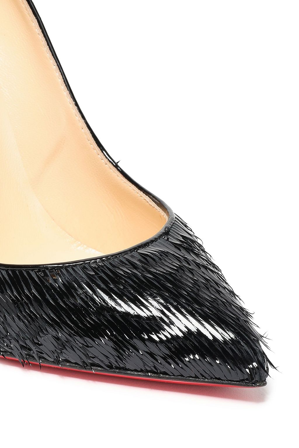 CHRISTIAN LOUBOUTIN Pigalle Follies fringed patent-leather pumps