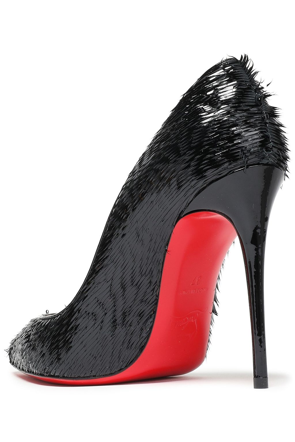CHRISTIAN LOUBOUTIN Pigalle Follies fringed patent-leather pumps
