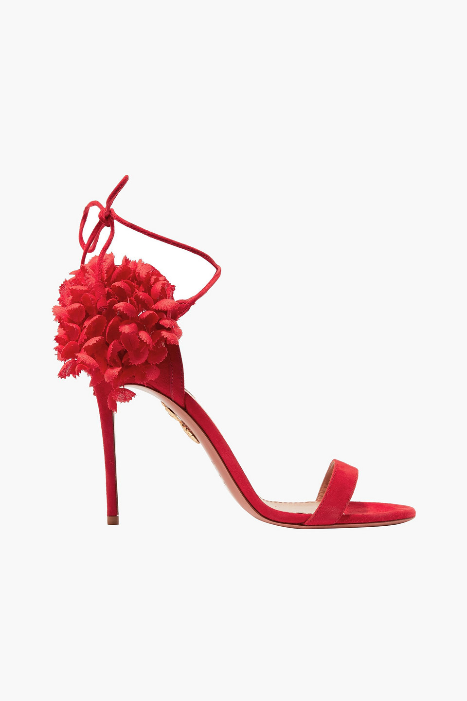 Aquazzura Woman Floral-appliquéd Suede Sandals Red Size 36.5