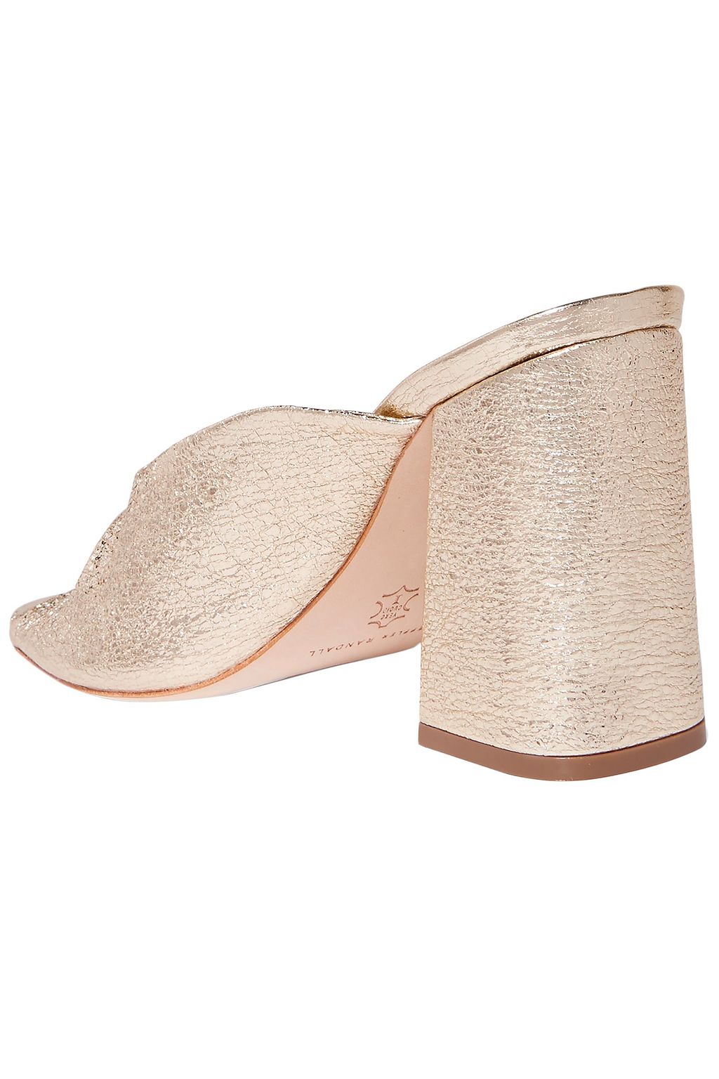 LOEFFLER RANDALL Laurel twisted metallic cracked-leather mules