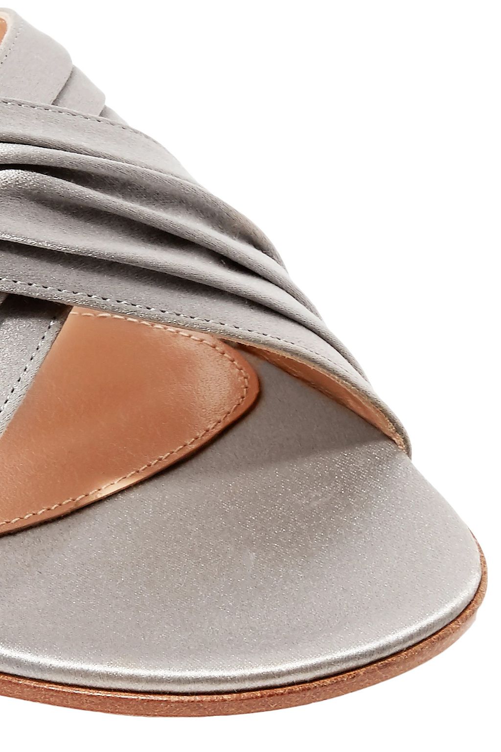 GIANVITO ROSSI Monroe crystal-embellished pleated silk-satin slides