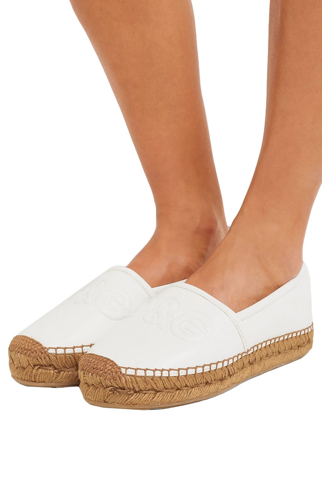 DOLCE&GABBANA Embossed leather platform espadrilles