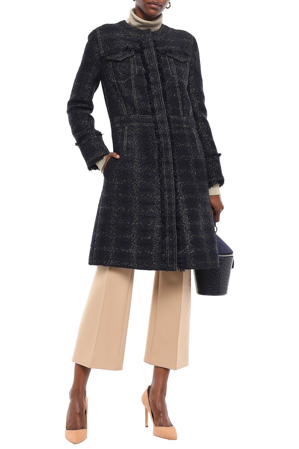 TORY BURCH Frayed tweed and Tinsel coat