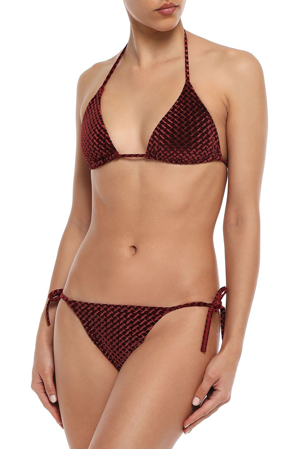 ONIA Kate quilted velvet low-rise bikini briefs