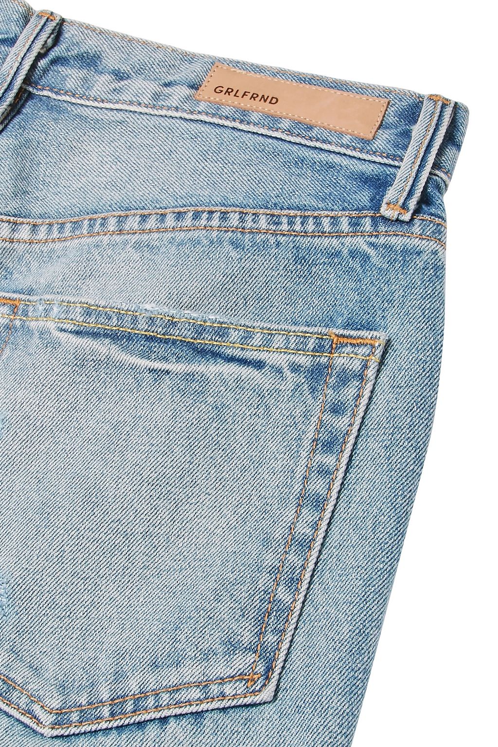 GRLFRND Cropped distressed high-rise slim-leg jeans