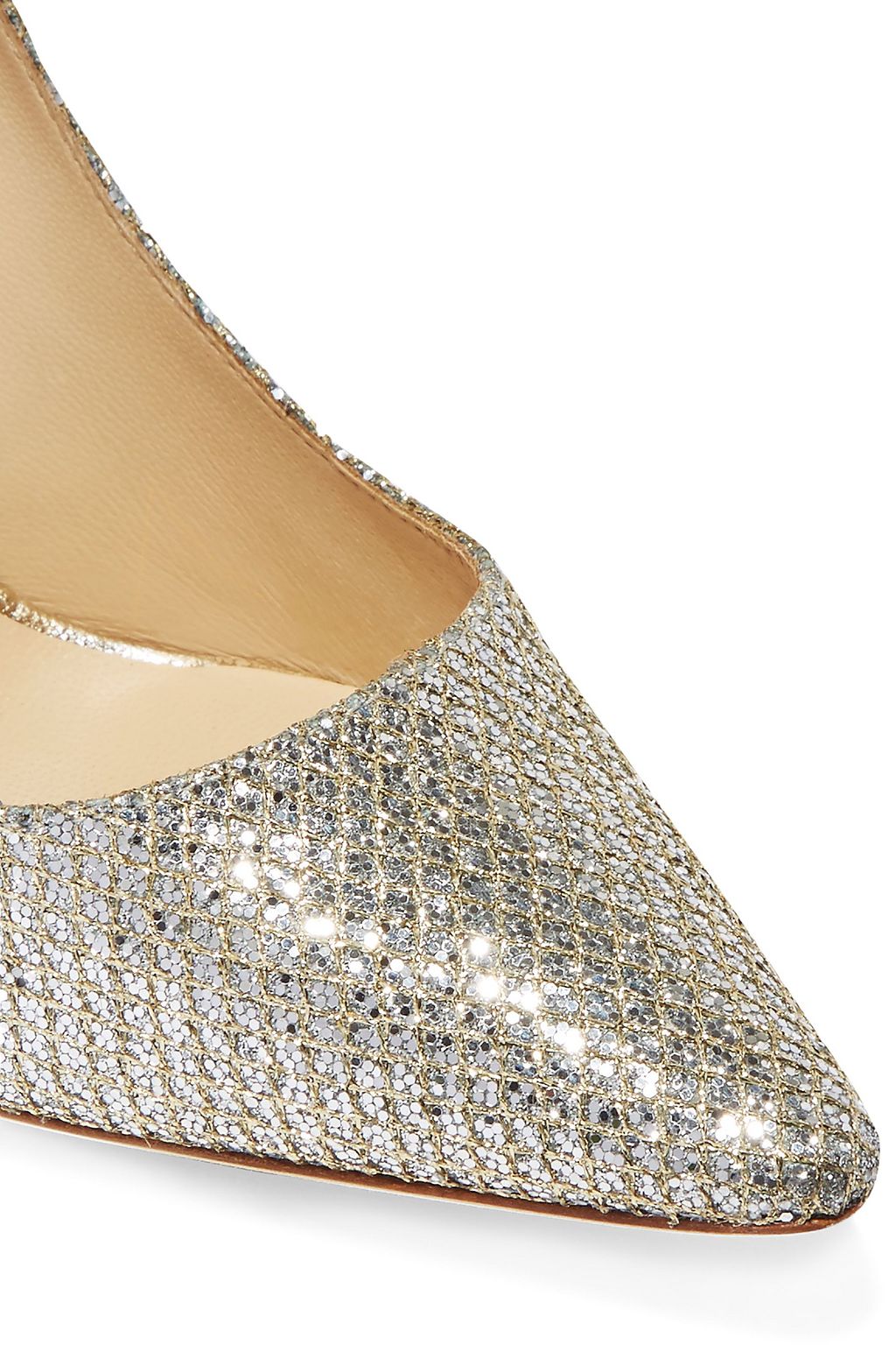JIMMY CHOO Romy 100 glittered leather pumps