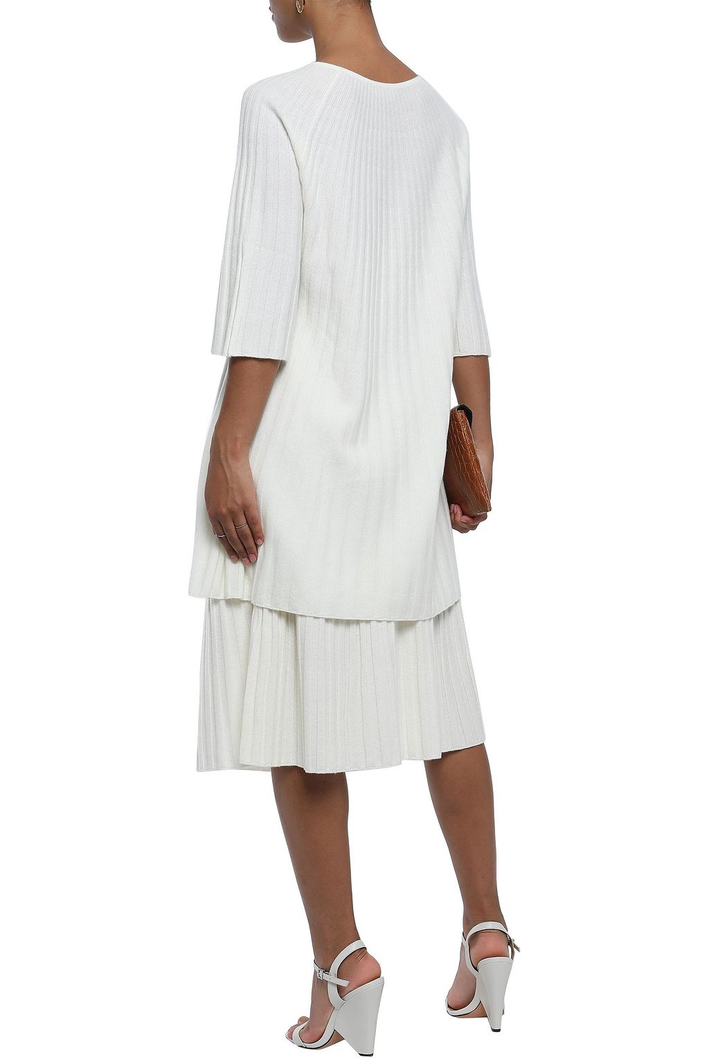 N.PEAL Ribbed cashmere midi skirt