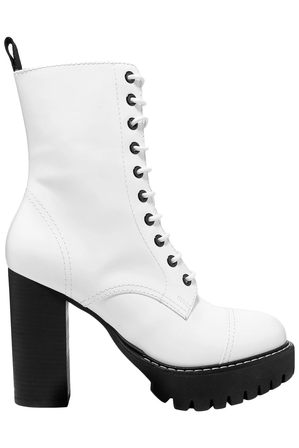 white lace up boots