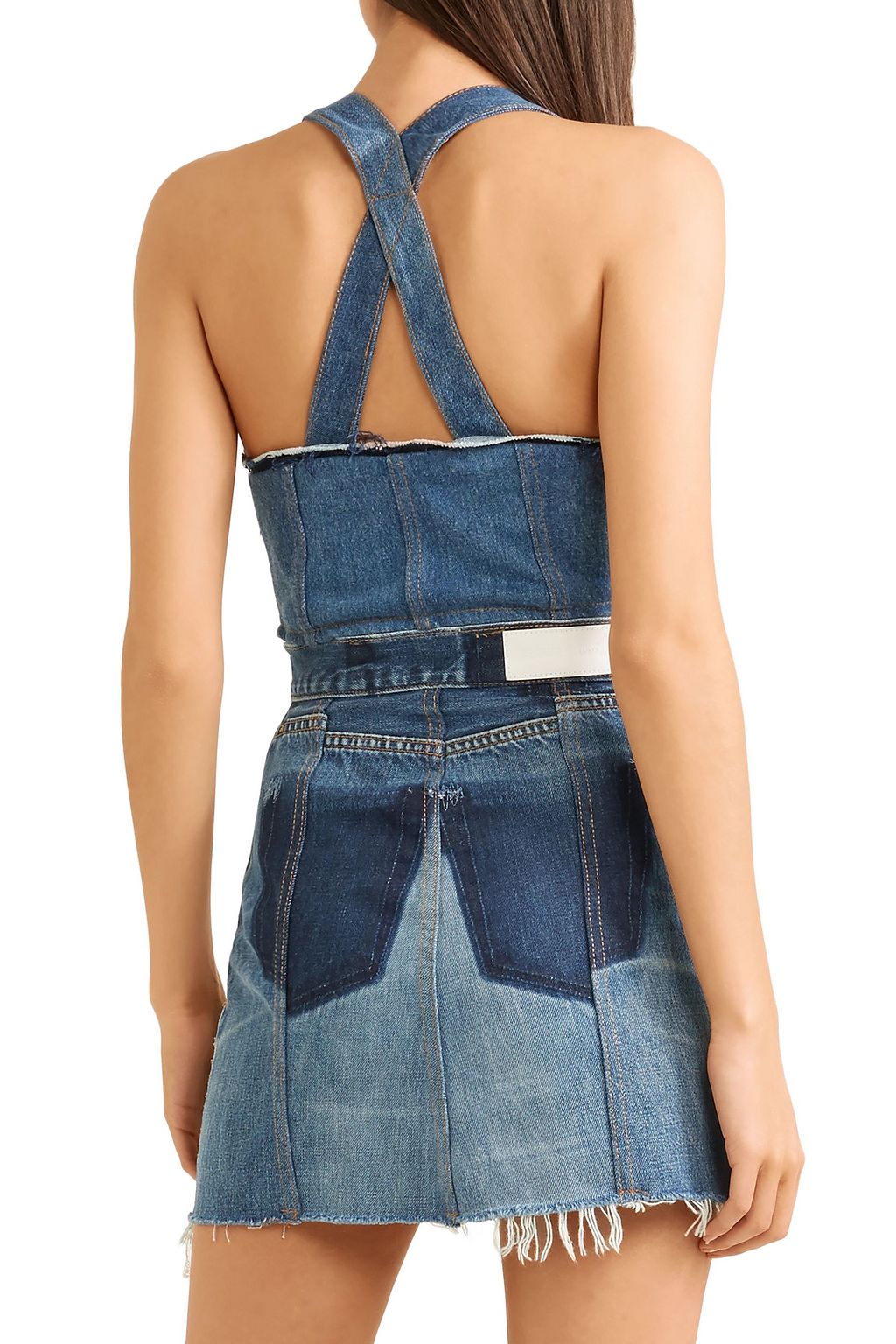 RE/DONE BY LEVI'S + Levi's two-tone distressed denim mini dress