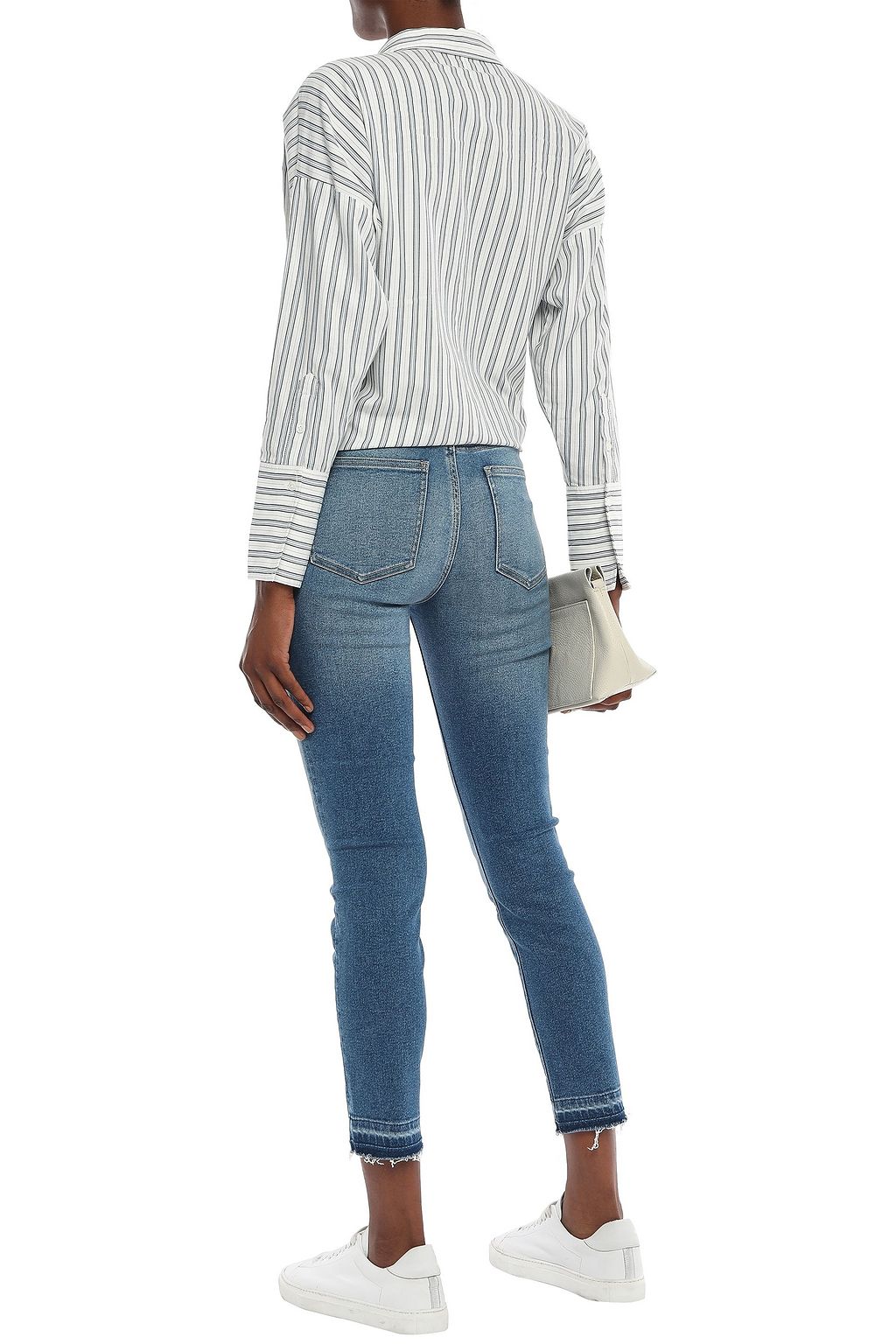 CURRENT/ELLIOTT The Stiletto cropped distressed mid-rise skinny jeans