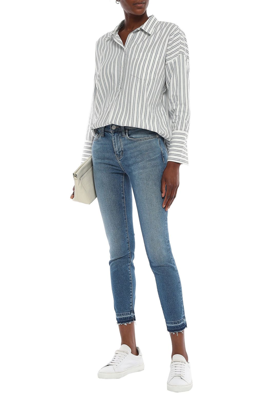 CURRENT/ELLIOTT The Stiletto cropped distressed mid-rise skinny jeans