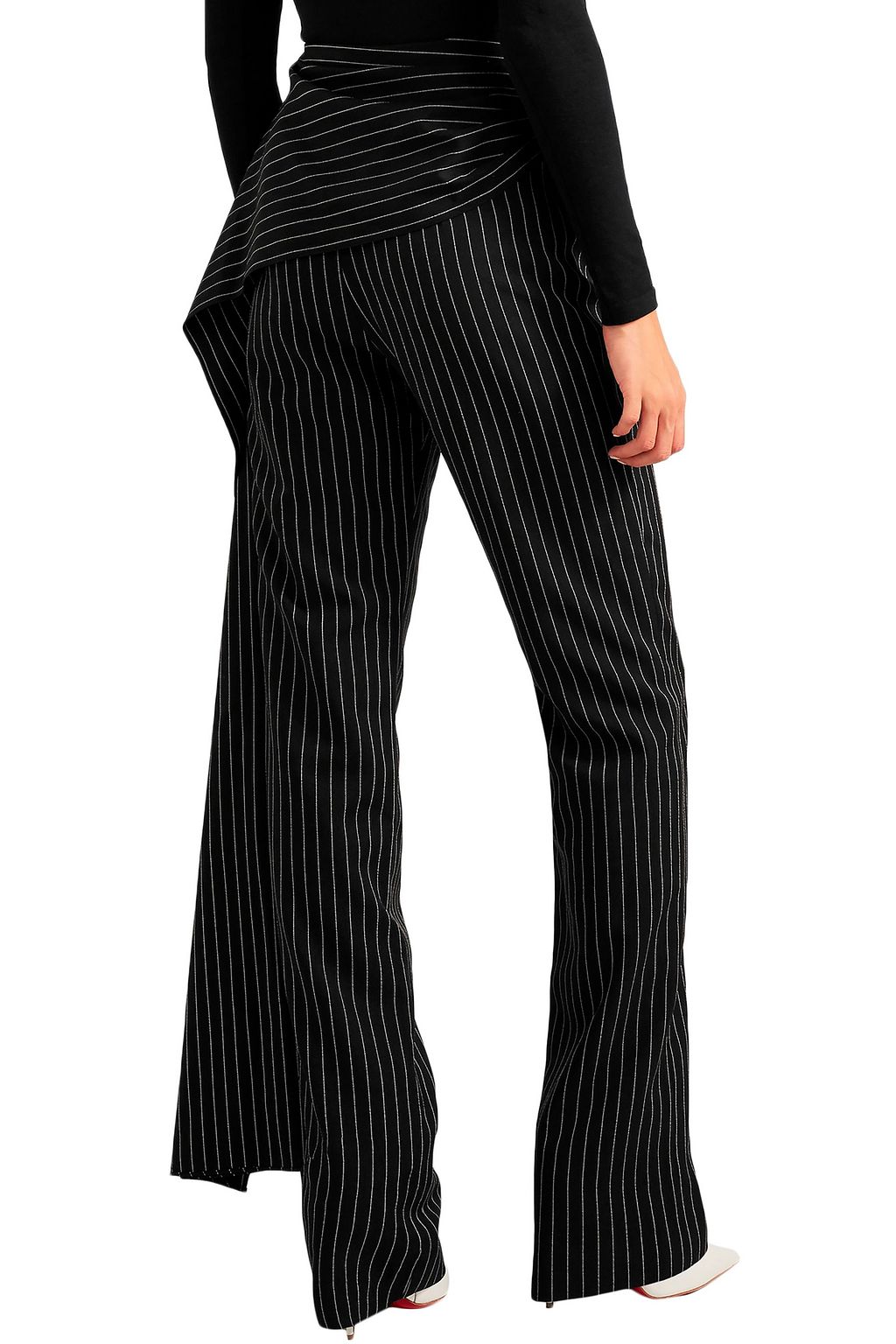 16ARLINGTON Draped pinstriped twill straight-leg pants