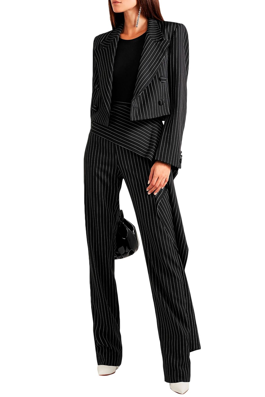 16ARLINGTON Draped pinstriped twill straight-leg pants