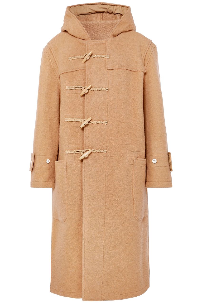 camel hooded wool coat