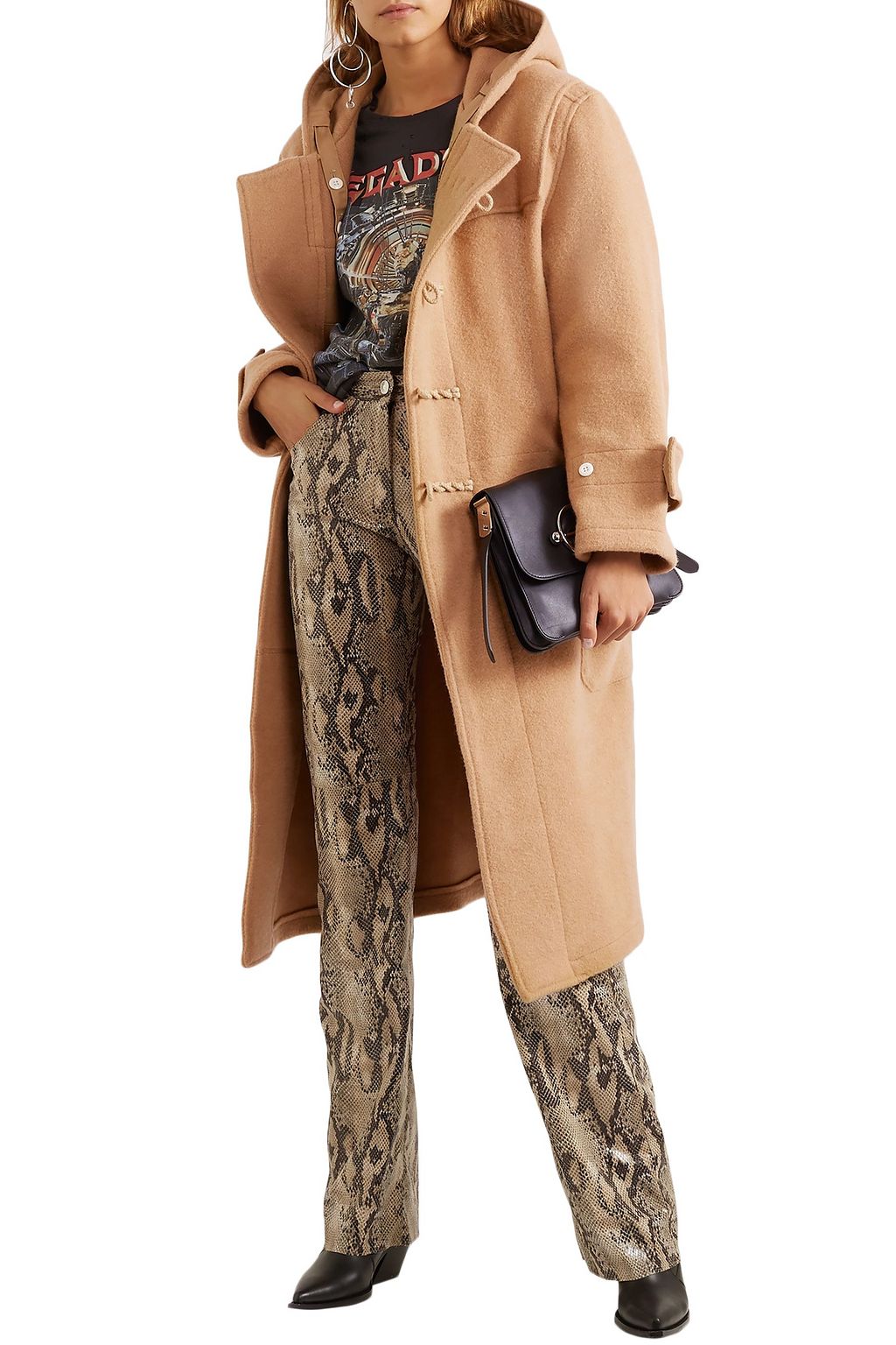R13 Oversized wool-felt hooded coat