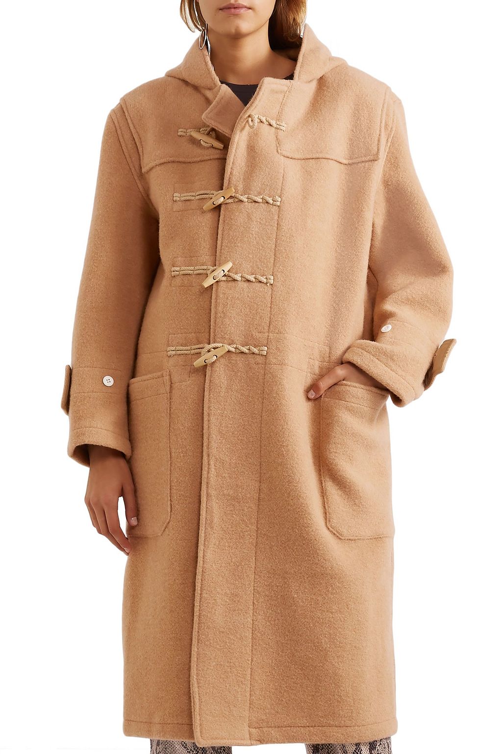 R13 Oversized wool-felt hooded coat