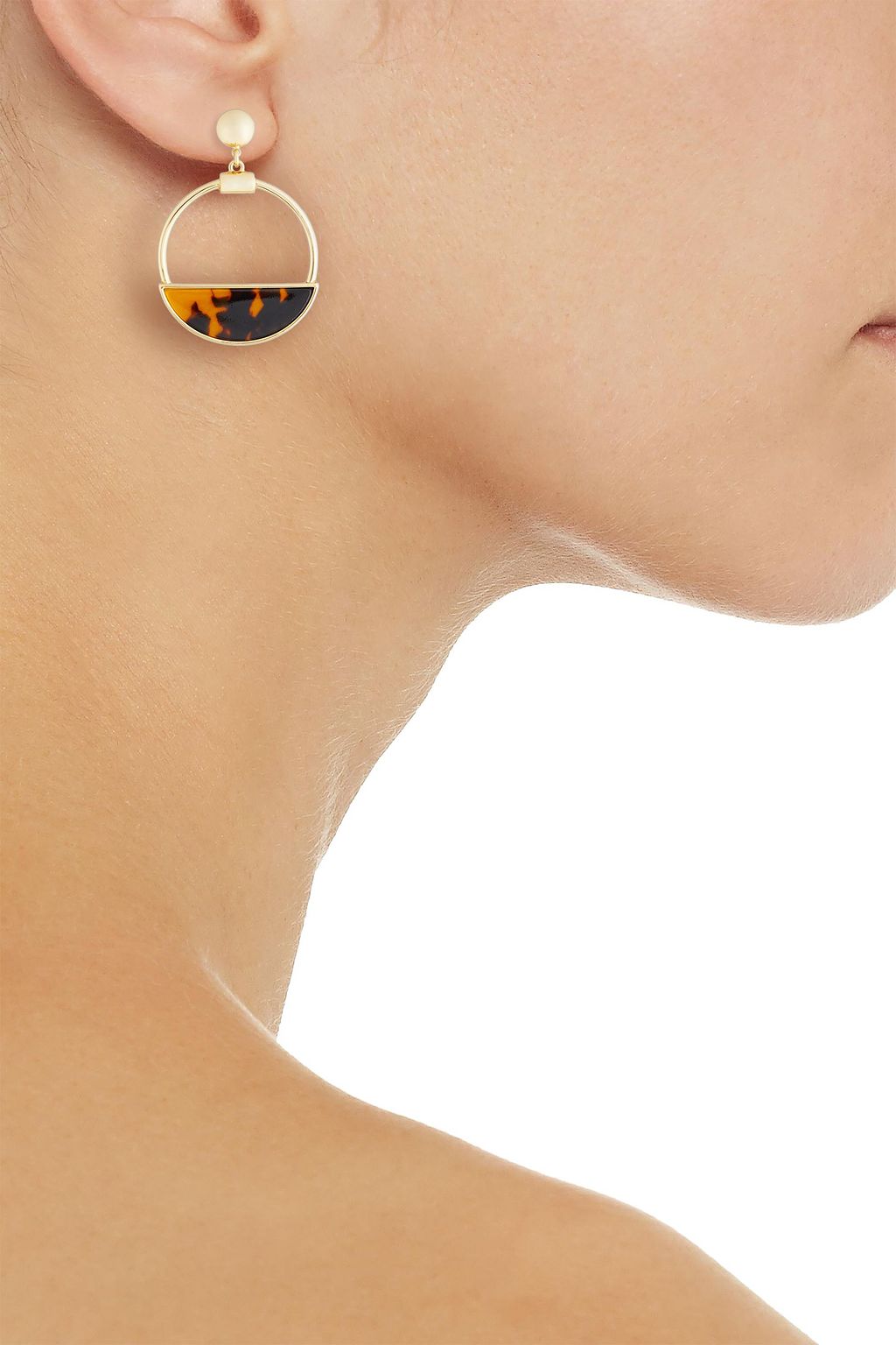 BEN-AMUN Gold-tone malachite hoop earrings