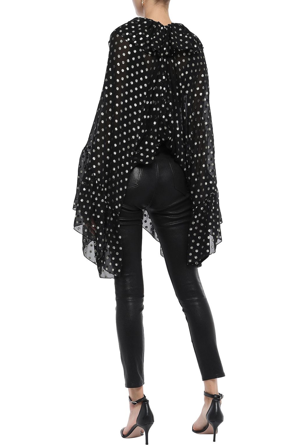 SAINT LAURENT メタリックフィルクーペ シルク混 ケープ