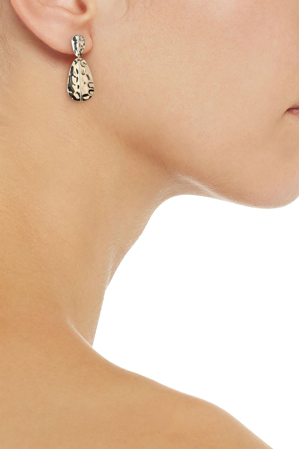 KENNETH JAY LANE Hammered gold-tone earrings