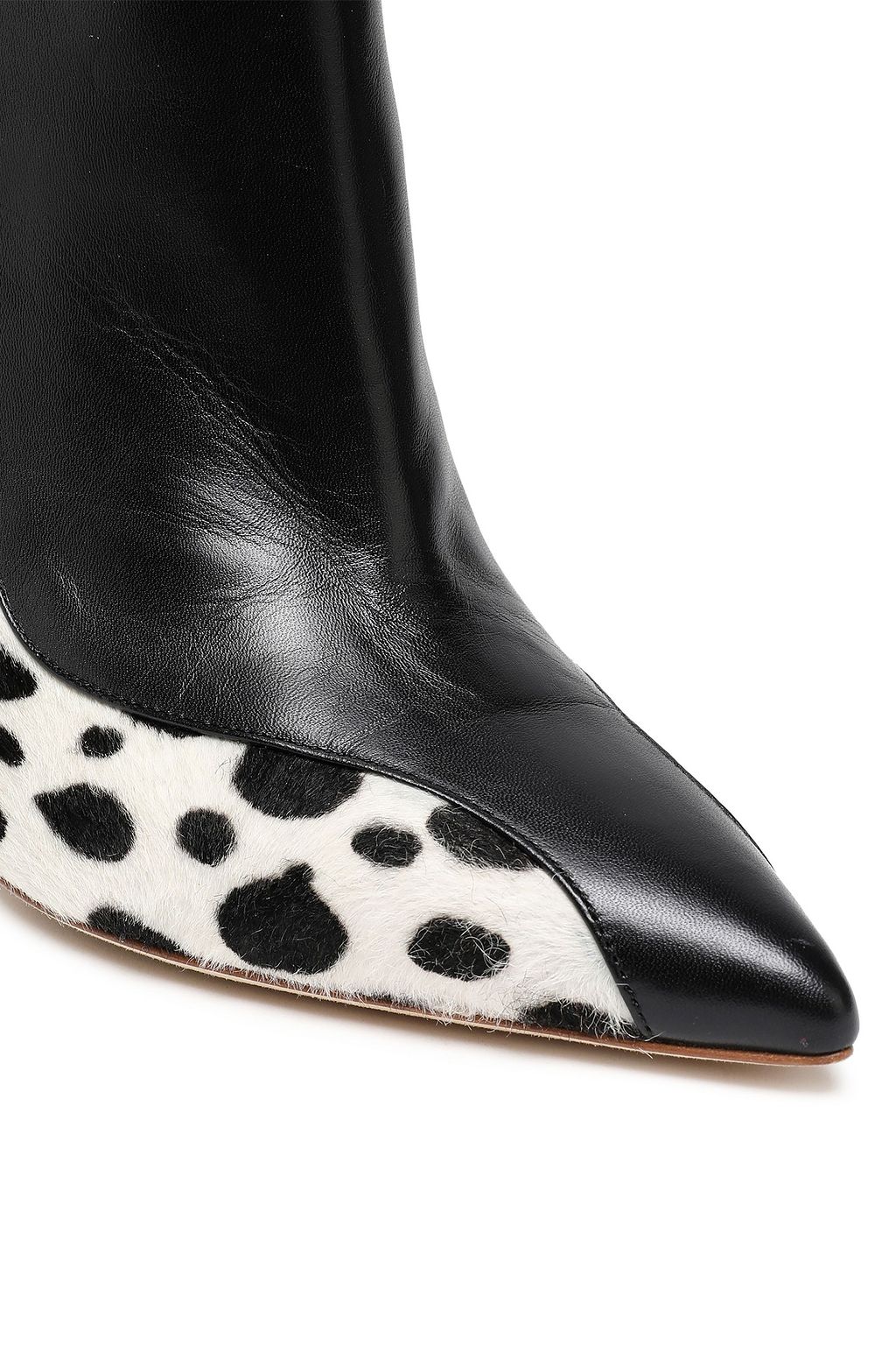 MALONE SOULIERS Leather and leopard-print calf hair ankle boots