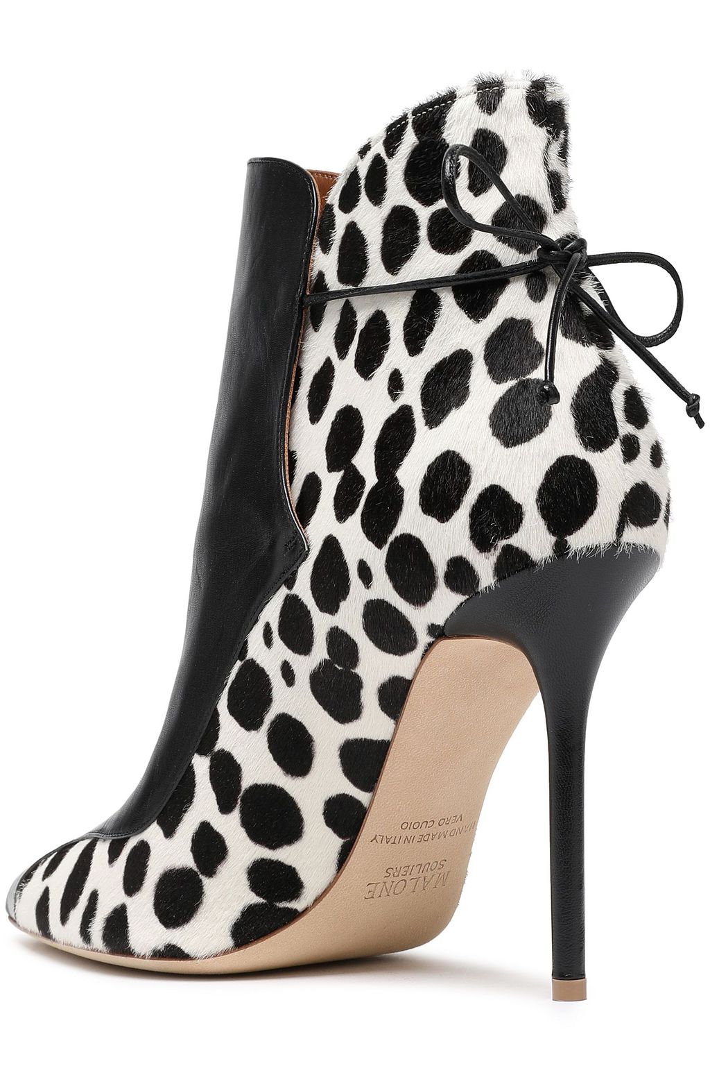 MALONE SOULIERS Leather and leopard-print calf hair ankle boots
